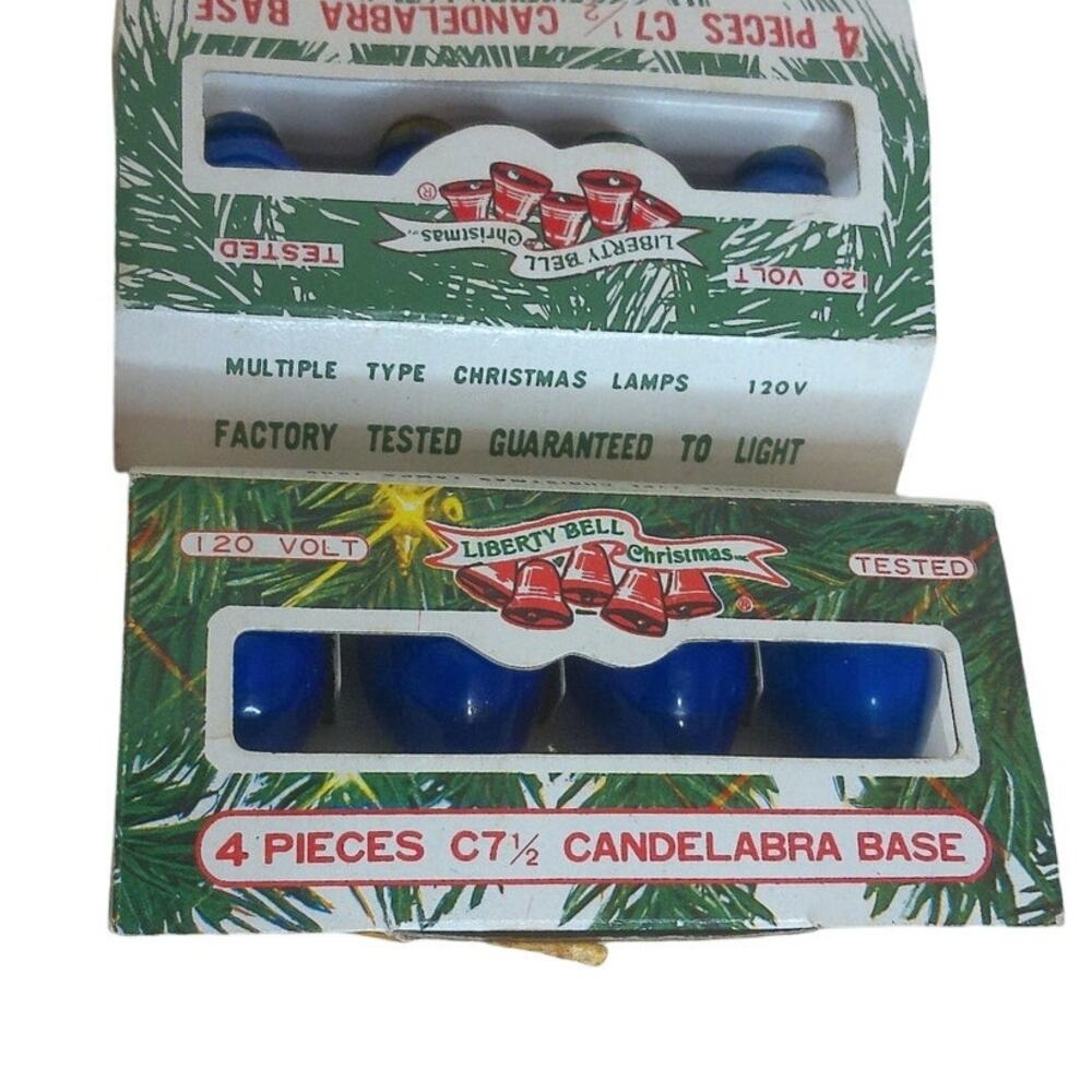 Vintage Liberty Bell C7 Blue Christmas Holiday Lights Set of 2